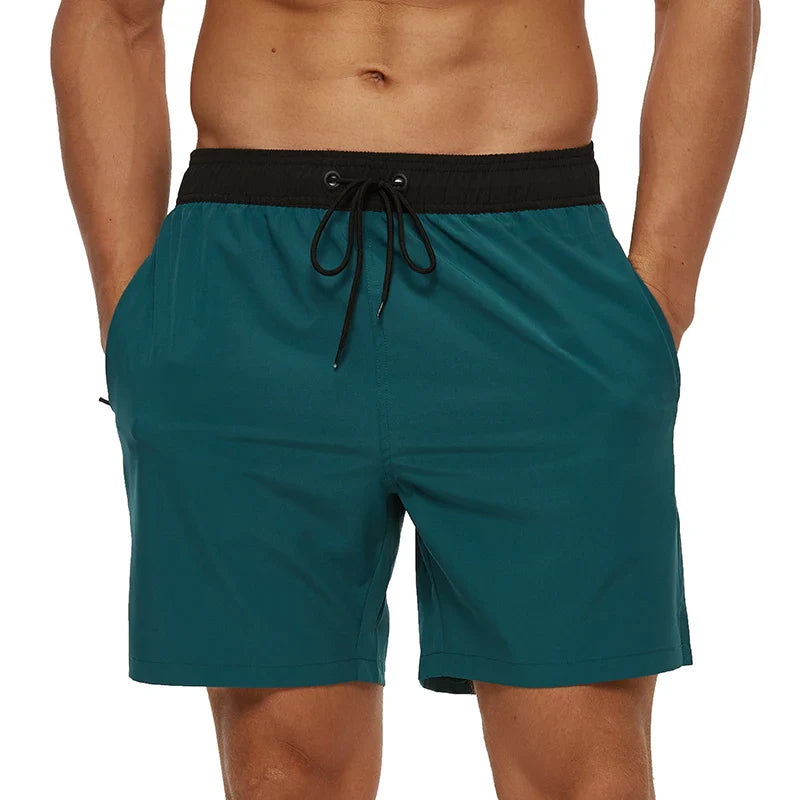 Pantaloni de Baie Momount Bărbați – Talie Elastică, Liner Plasă, Cordon, Buzunar