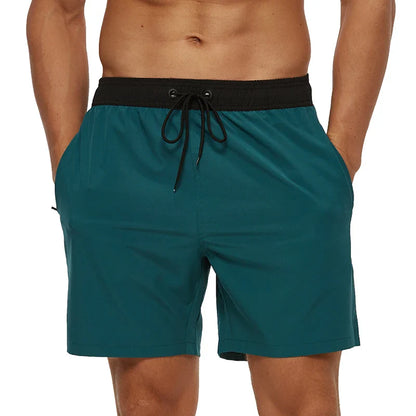 Pantaloni de Baie Momount Bărbați – Talie Elastică, Liner Plasă, Cordon, Buzunar