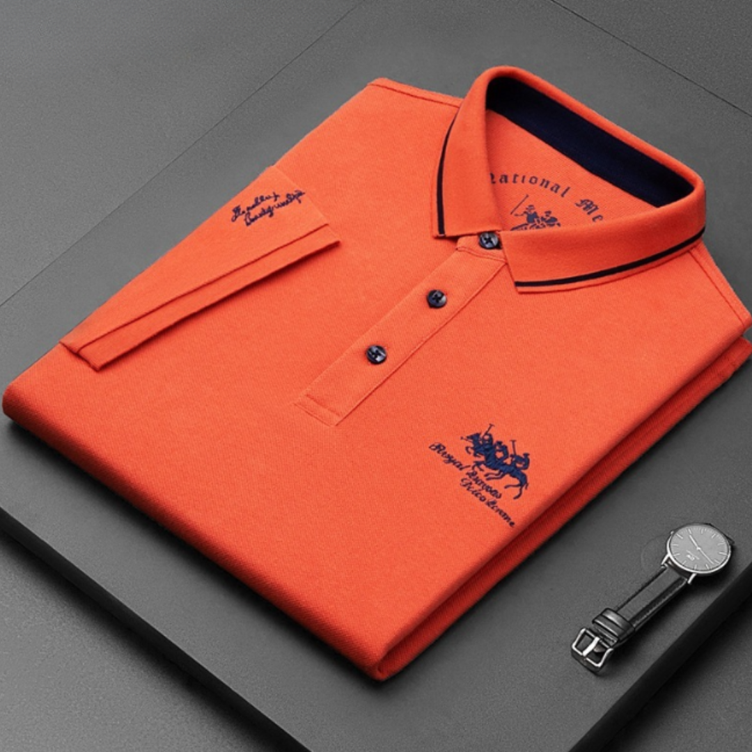 Momount | Tricou Polo cu Mâneci Lungi Bărbați – Logo Brodat, Premium Clasic