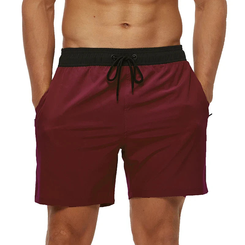 Pantaloni de Baie Momount Bărbați – Talie Elastică, Liner Plasă, Cordon, Buzunar