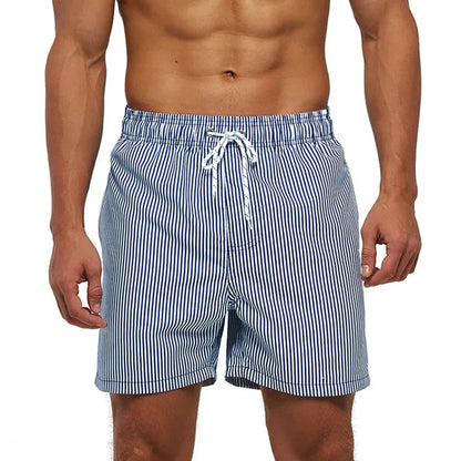 Pantaloni de Baie Momount Bărbați – Dungi, Cordon, Uscare Rapidă, Plajă de Vară