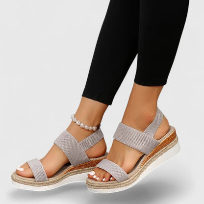 Momount Sandale Wedge Espadrile Damă – Curea Elastică Platformă Iută Vârf Deschis