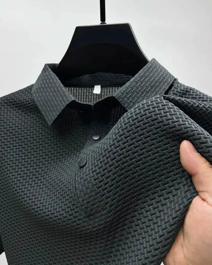 Momount Tricou Polo Tricot Wafel Bărbați – Texturat, Mânecă Scurtă, Casual