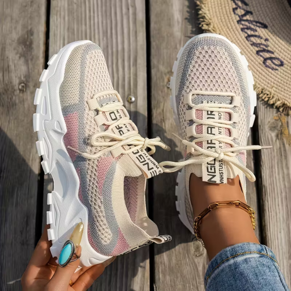 Momount Adidași Damă – Plasă cu Șireturi Platformă Color-Block Stil Dad