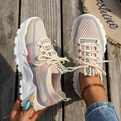 Momount Adidași Damă – Plasă cu Șireturi Platformă Color-Block Stil Dad