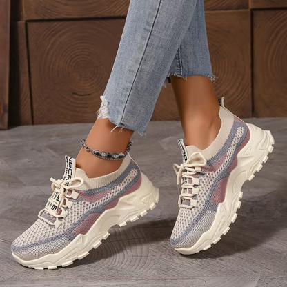 Momount Adidași Damă – Plasă cu Șireturi Platformă Color-Block Stil Dad