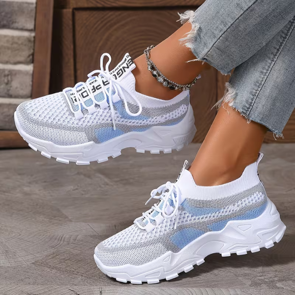 Momount Adidași Damă – Plasă cu Șireturi Platformă Color-Block Stil Dad