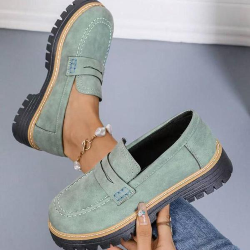 Momount Mocasini cu Platformă Damă – Talpă Lug, Bareta Penny, Slip-On Vârf Rotund