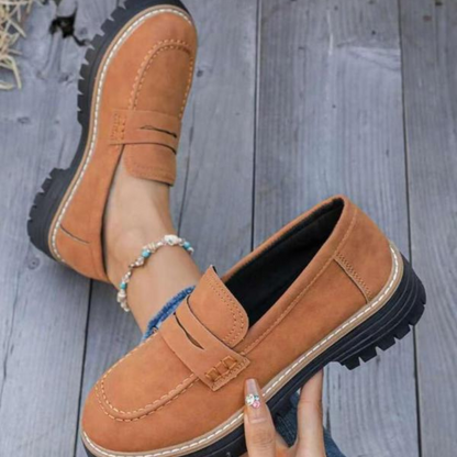 Momount Mocasini cu Platformă Damă – Talpă Lug, Bareta Penny, Slip-On Vârf Rotund