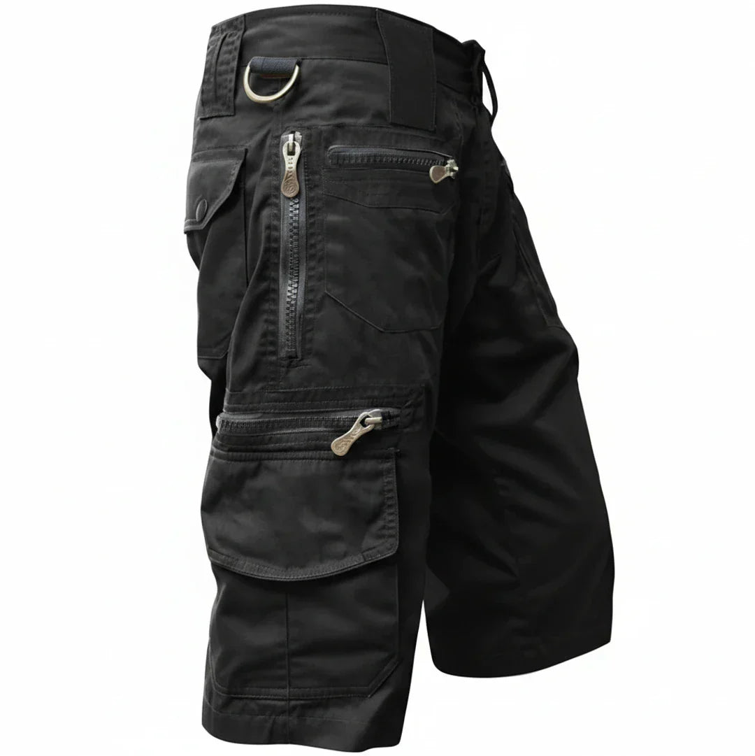 Momount Pantaloni Cargo Bărbați – Multibuzunare cu Fermoar, D-Ring, Lungime la Genunchi, Tactici