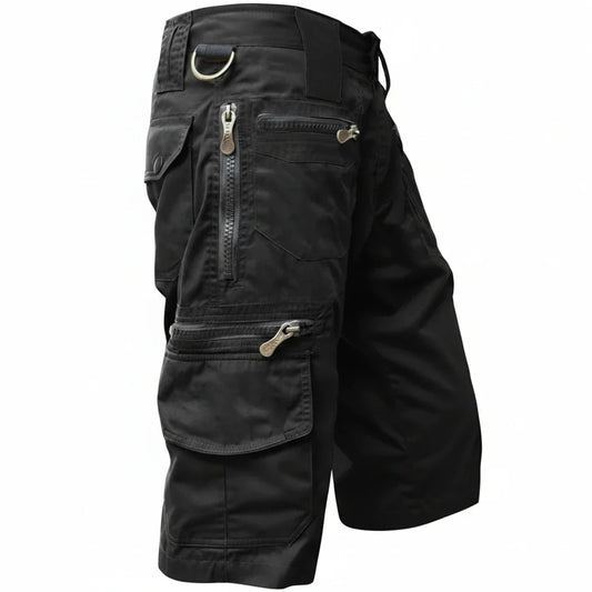 Momount Pantaloni Cargo Bărbați – Multibuzunare cu Fermoar, D-Ring, Lungime la Genunchi, Tactici