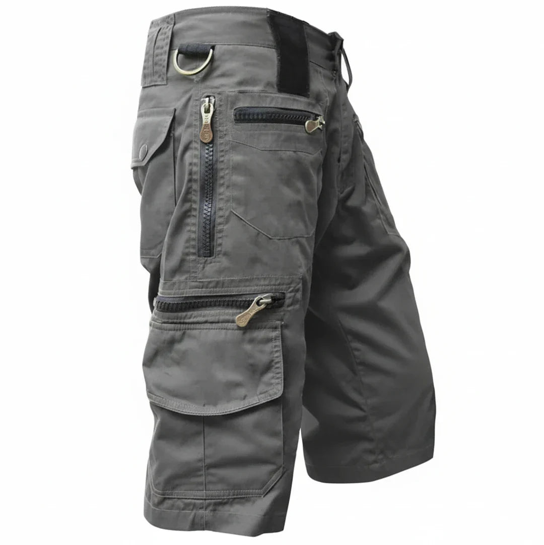 Momount Pantaloni Cargo Bărbați – Multibuzunare cu Fermoar, D-Ring, Lungime la Genunchi, Tactici