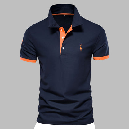 Tricou Polo Momount Bărbați – Cu Plisaj Contrast și Logo Brodat, Croială Clasică