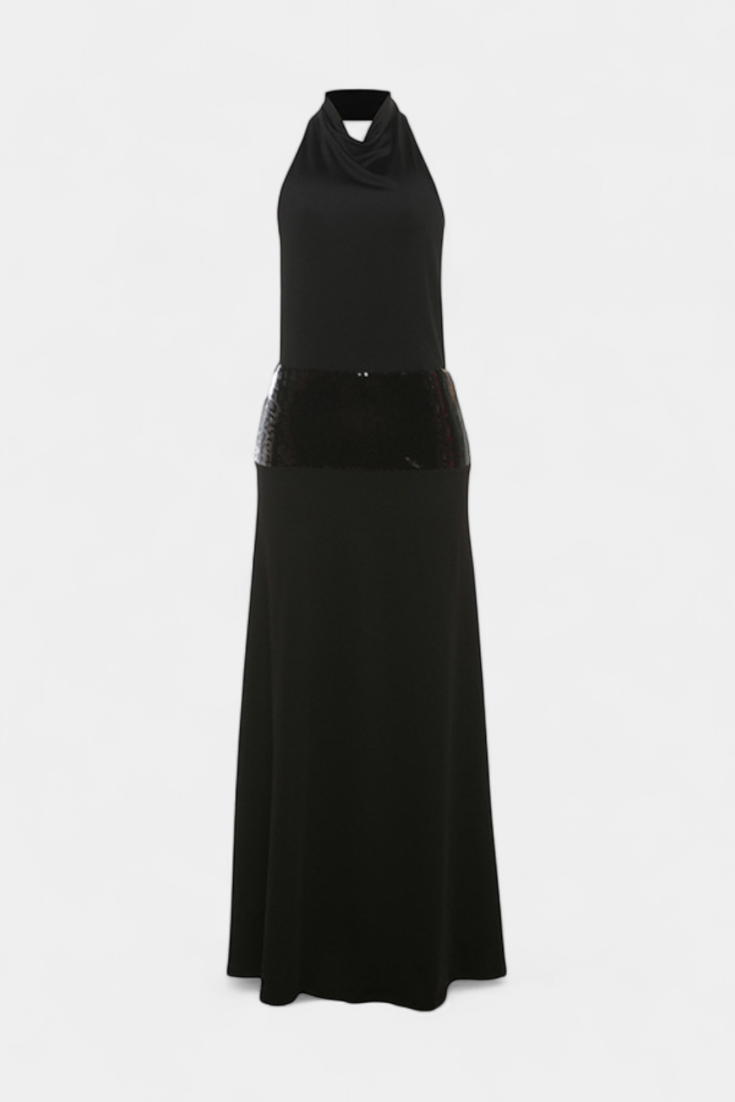 Momount Rochie Maxi de Vară – Elegantă fără Mâneci cu Halter Drapată