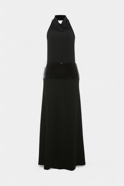 Momount Rochie Maxi de Vară – Elegantă fără Mâneci cu Halter Drapată