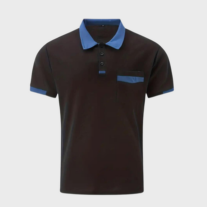 Tricou Polo Momount Bărbați – Two Tone cu Guler Contrast și Buzunar, Mânecă Scurtă