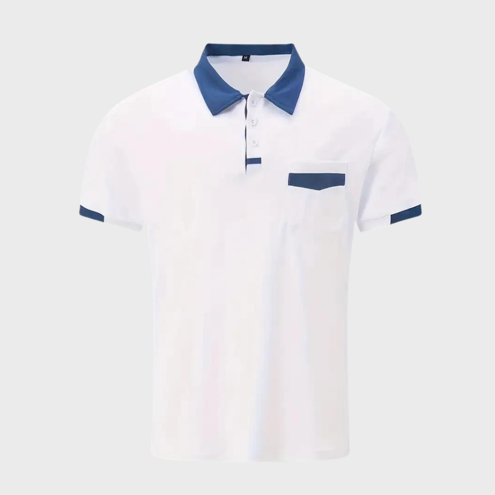 Tricou Polo Momount Bărbați – Two Tone cu Guler Contrast și Buzunar, Mânecă Scurtă
