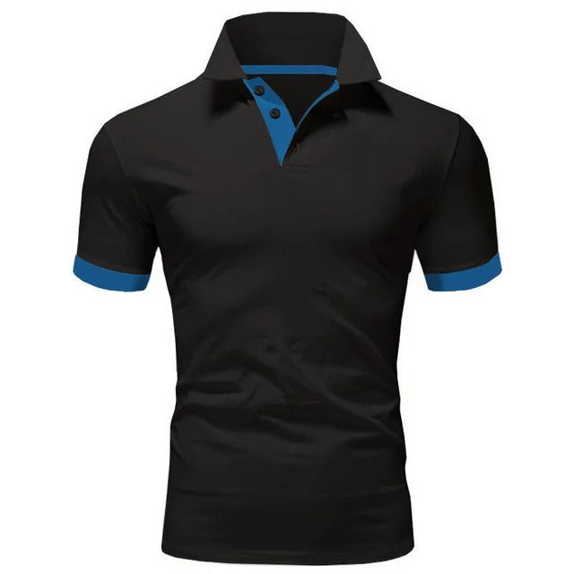 Tricou Polo Momount Bărbați – Guler Stand, Plisaj Contrast, Croială Slim