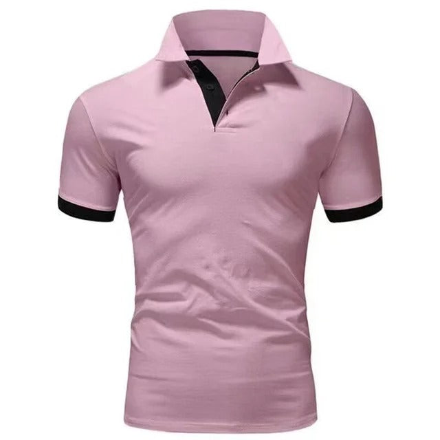 Tricou Polo Momount Bărbați – Guler Stand, Plisaj Contrast, Croială Slim