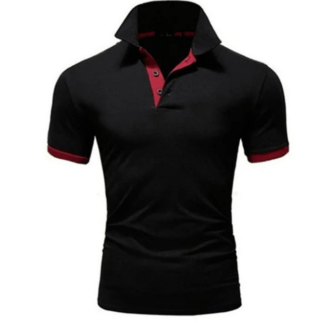 Tricou Polo Momount Bărbați – Guler Stand, Plisaj Contrast, Croială Slim