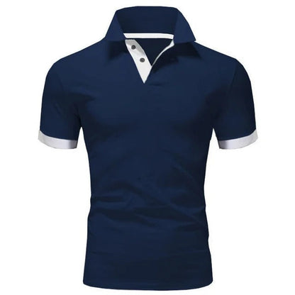 Tricou Polo Momount Bărbați – Guler Stand, Plisaj Contrast, Croială Slim