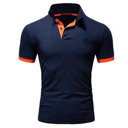 Tricou Polo Momount Bărbați – Guler Stand, Plisaj Contrast, Croială Slim