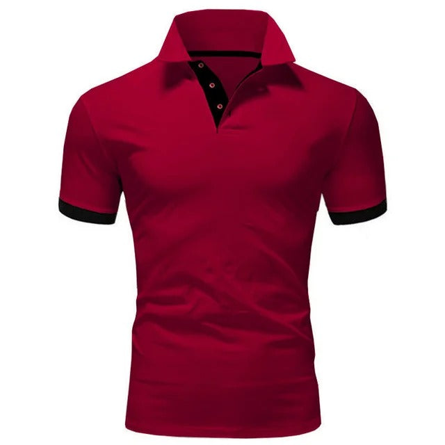 Tricou Polo Momount Bărbați – Guler Stand, Plisaj Contrast, Croială Slim