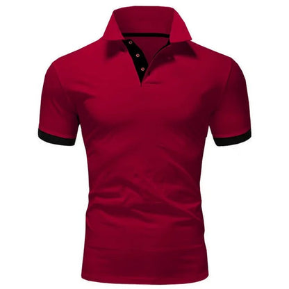 Tricou Polo Momount Bărbați – Guler Stand, Plisaj Contrast, Croială Slim