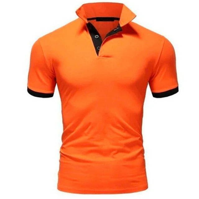 Tricou Polo Momount Bărbați – Guler Stand, Plisaj Contrast, Croială Slim