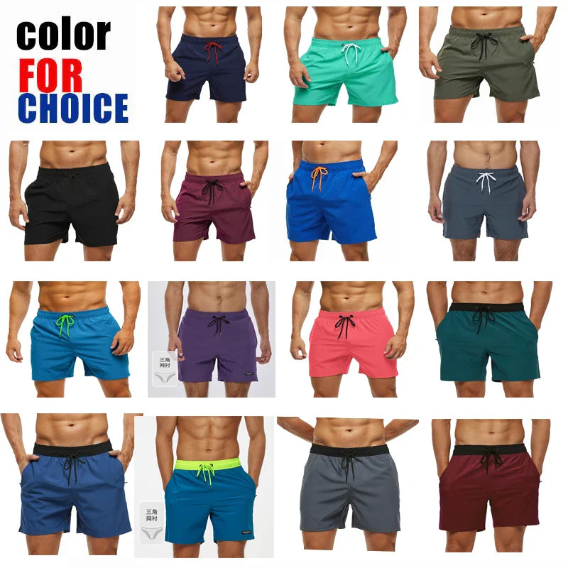Pantaloni de Baie Momount Bărbați – Talie Elastică, Liner Plasă, Cordon, Buzunar
