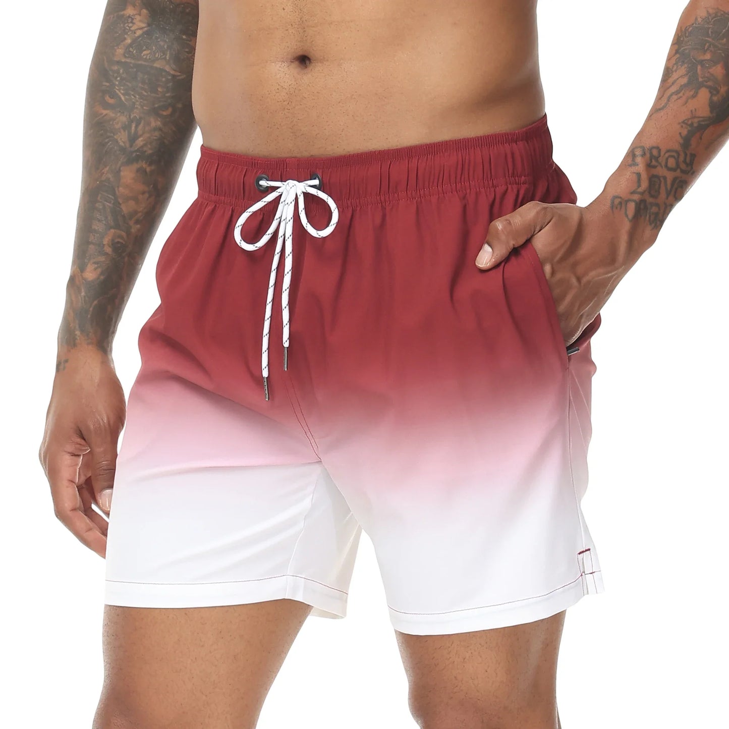 Momount Pantaloni de Baie Bărbați – Gradient cu Șnur, Quick Dry pentru Plajă
