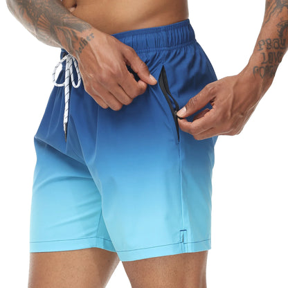 Momount Pantaloni de Baie Bărbați – Gradient cu Șnur, Quick Dry pentru Plajă