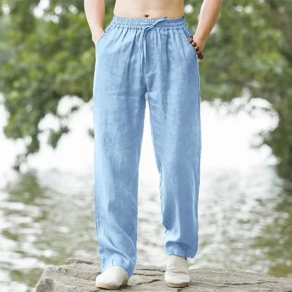 Momount Men Linen Wide Leg Pants