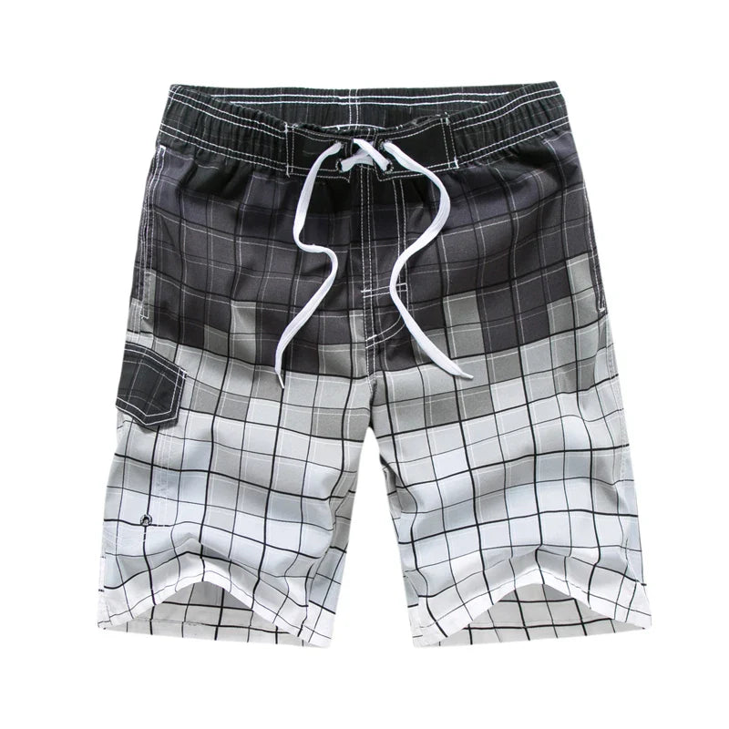 Momount | Pantaloni de Baie Bărbați – Imprimeu Geometric, Cordon, Lungime Genunchi