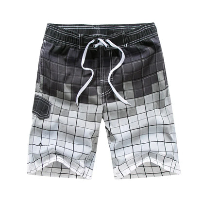 Momount | Pantaloni de Baie Bărbați – Imprimeu Geometric, Cordon, Lungime Genunchi