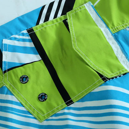 Momount | Pantaloni de Baie Bărbați – Imprimeu Geometric, Cordon, Lungime Genunchi