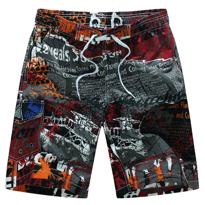 Momount | Pantaloni de Baie Bărbați – Imprimeu Geometric, Cordon, Lungime Genunchi
