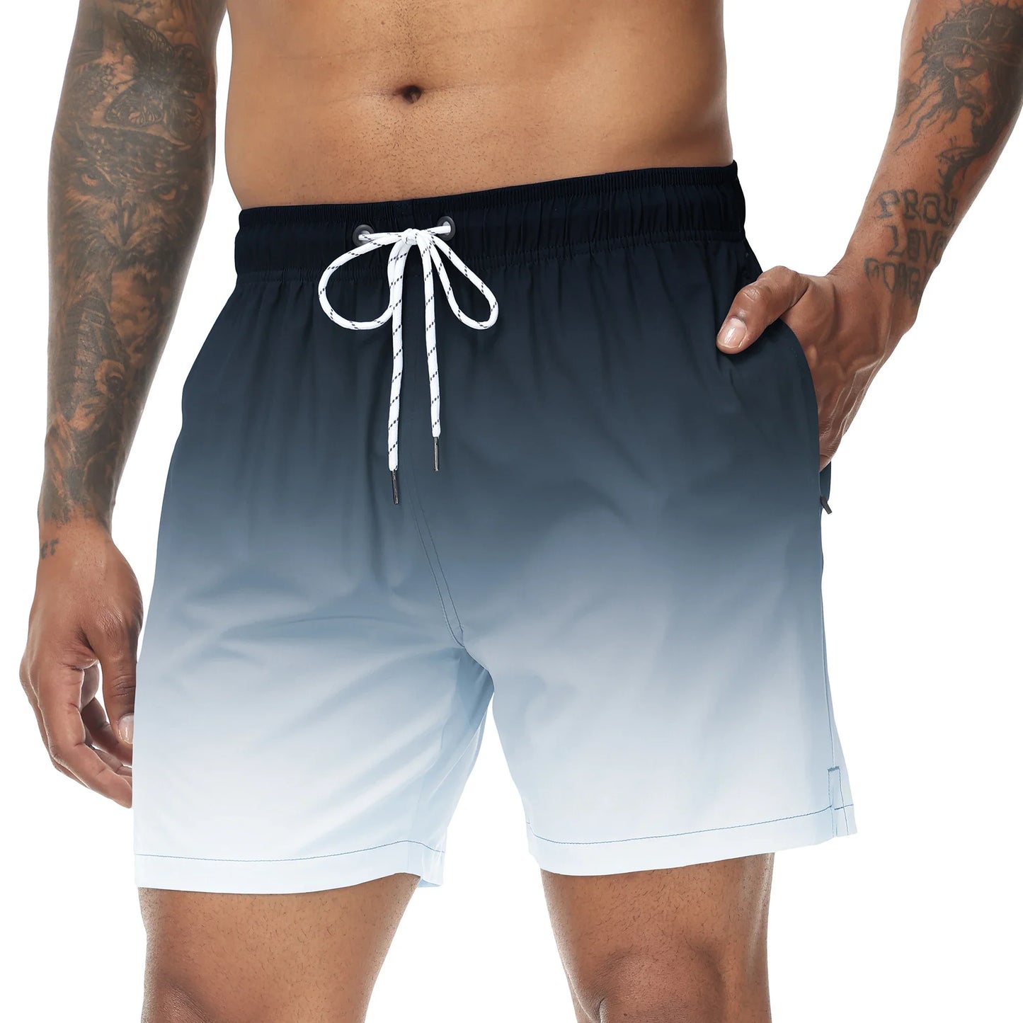 Momount Pantaloni de Baie Bărbați – Gradient cu Șnur, Quick Dry pentru Plajă