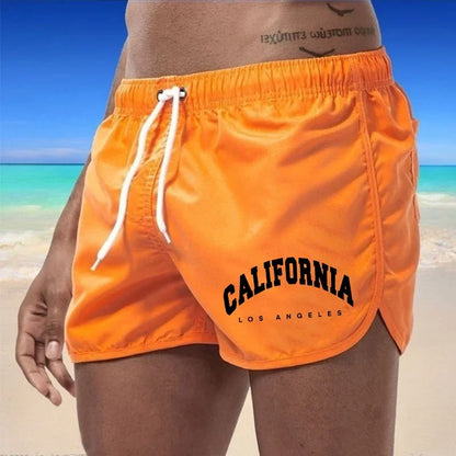 Momount Pantaloni de Baie Bărbați – Imprimeu California cu Șnur Uscare Rapidă