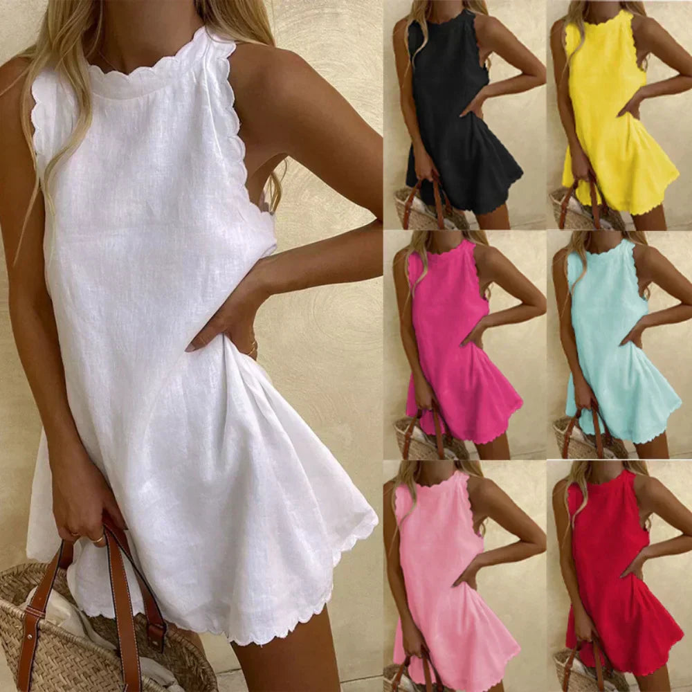 Sonia | Rochie Mini de Vară Fără Mâneci, Casual, Feminină, Vintage
