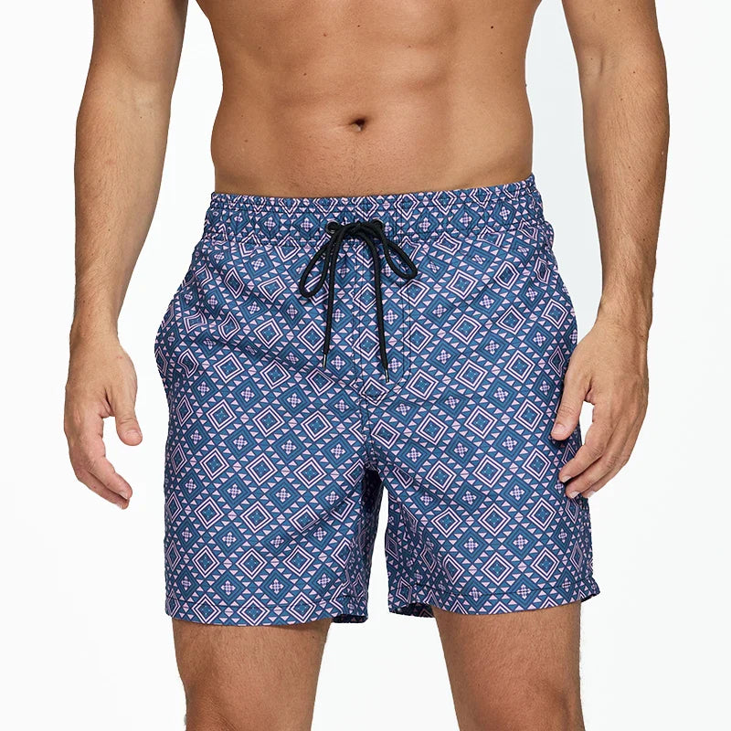 Pantaloni de Baie Momount Bărbați – Dungi, Cordon, Uscare Rapidă, Plajă de Vară