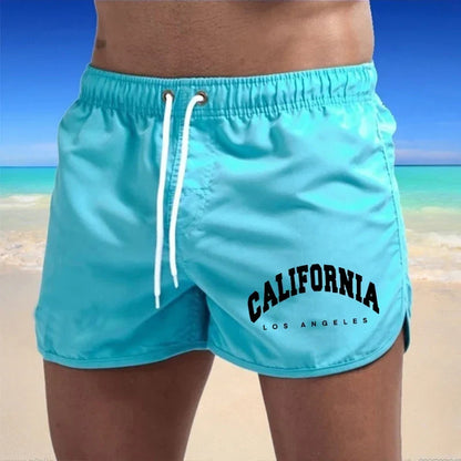 Momount Pantaloni de Baie Bărbați – Imprimeu California cu Șnur Uscare Rapidă