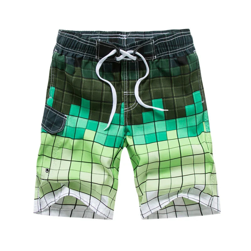Momount | Pantaloni de Baie Bărbați – Imprimeu Geometric, Cordon, Lungime Genunchi