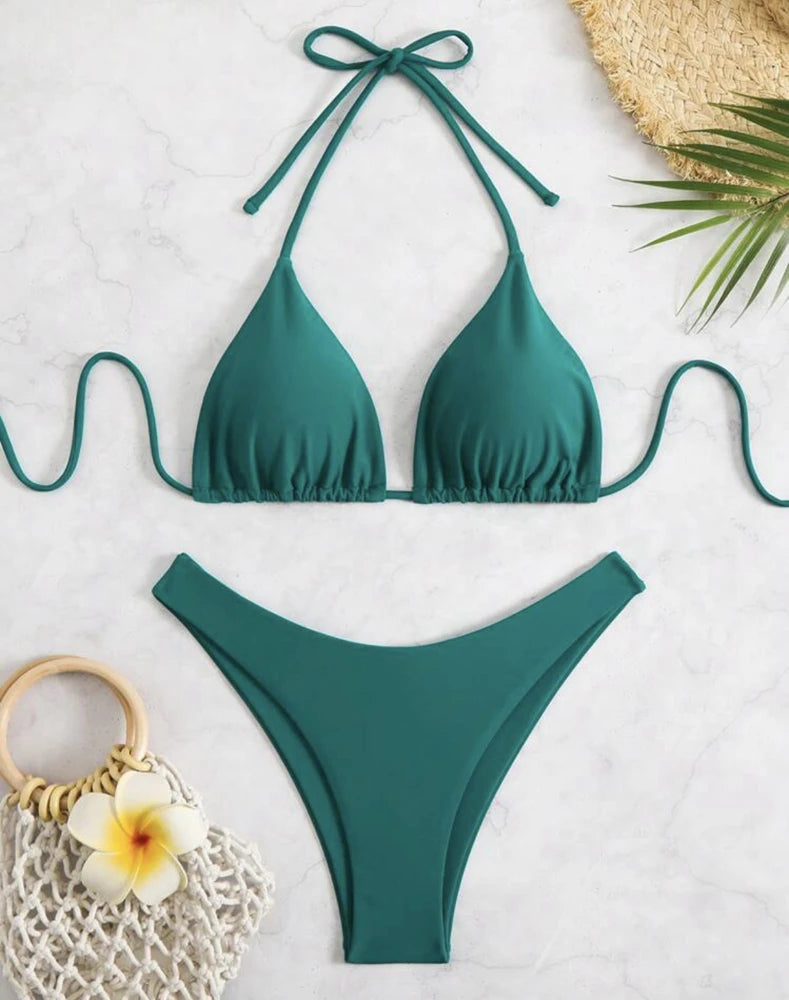 Momount Women Halter Bikini Set