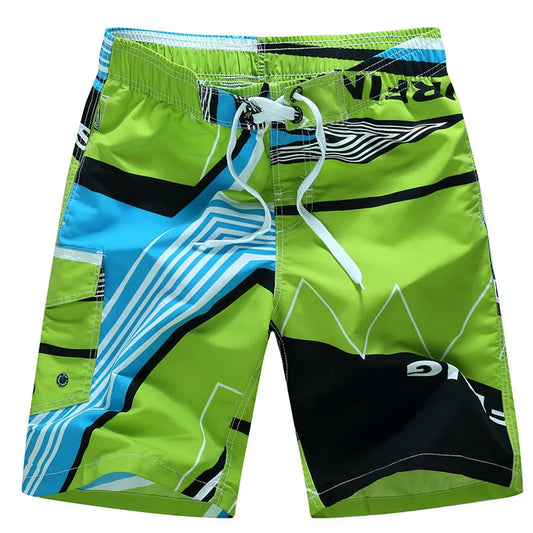 Momount | Pantaloni de Baie Bărbați – Imprimeu Geometric, Cordon, Lungime Genunchi