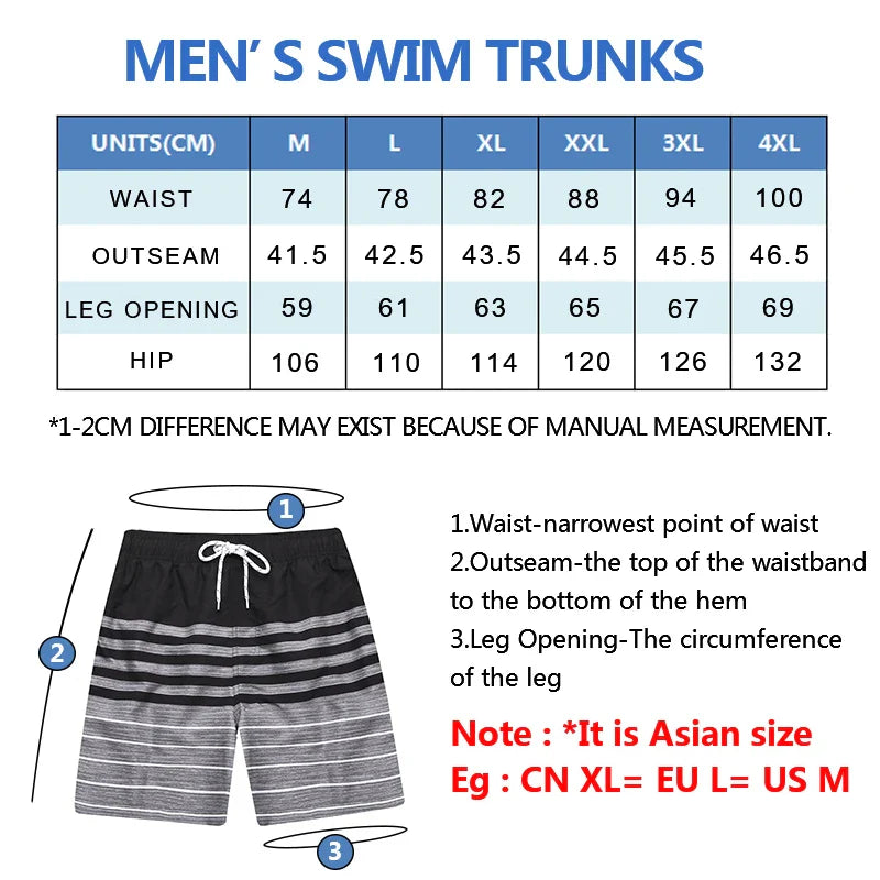 Pantaloni de Baie Momount Bărbați – Dungi, Cordon, Uscare Rapidă, Plajă de Vară