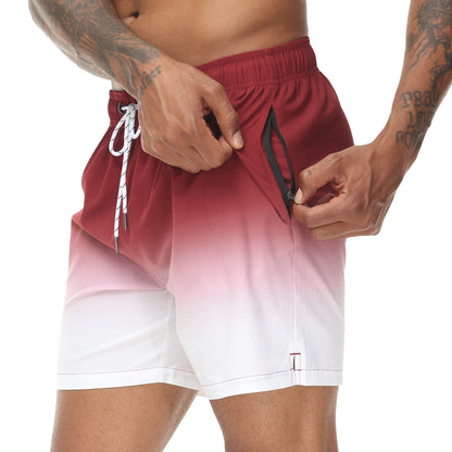 Momount Pantaloni de Baie Bărbați – Gradient cu Șnur, Quick Dry pentru Plajă