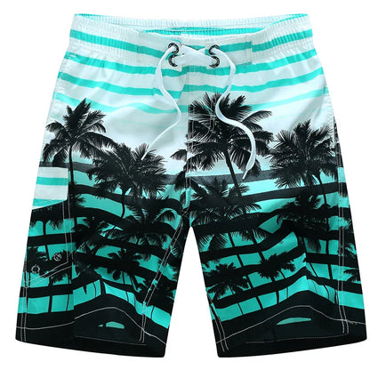 Momount | Pantaloni de Baie Bărbați – Imprimeu Geometric, Cordon, Lungime Genunchi