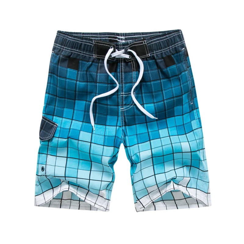 Momount | Pantaloni de Baie Bărbați – Imprimeu Geometric, Cordon, Lungime Genunchi
