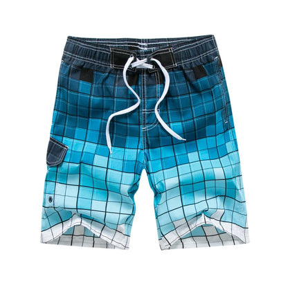 Momount | Pantaloni de Baie Bărbați – Imprimeu Geometric, Cordon, Lungime Genunchi